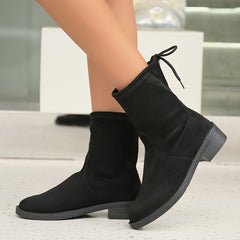 Women's Block Heel Ankle Boots Pointed Toe Lace Up Booties