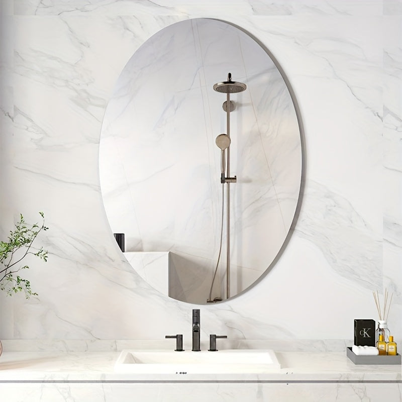 Oval Mirror Sticker Acrylic Wall Mounted HD Bathroom Decor