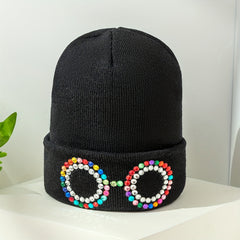 Funny Glasses Decor Beanie Knit Hat Elastic Warm Skull Cap
