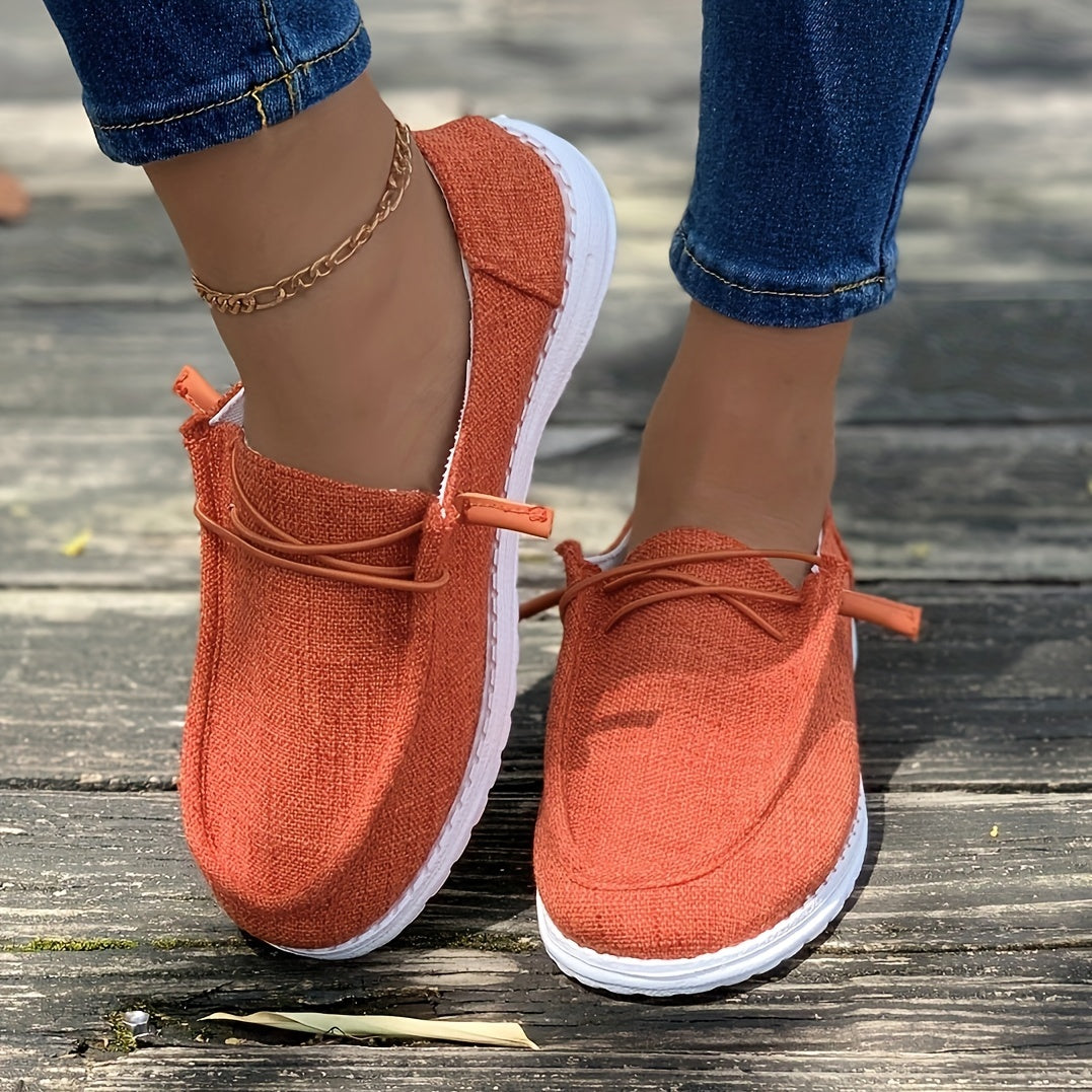 Women's Outdoor Skate Shoes Pure Linen Fabric Elastic Lace Easy On/Off