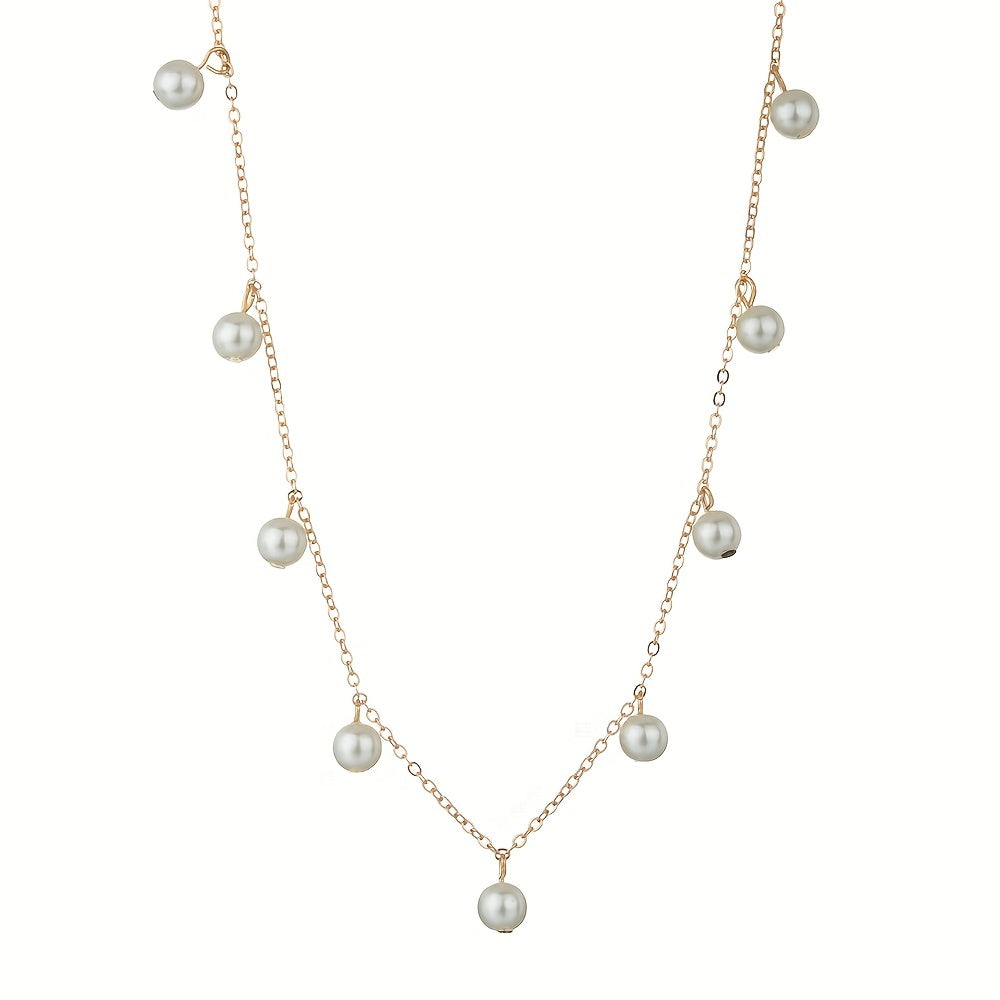 Baroque Style Faux Pearl Pendant Clavicle Chain Necklace