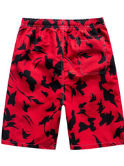 Coconut Palm Pattern Beach Shorts Men's Quick Dry Waist Drawstring Shorts