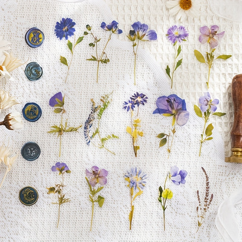 40pcs Dried Flower Collection PET Sticker Pack, Journal Decoration Material