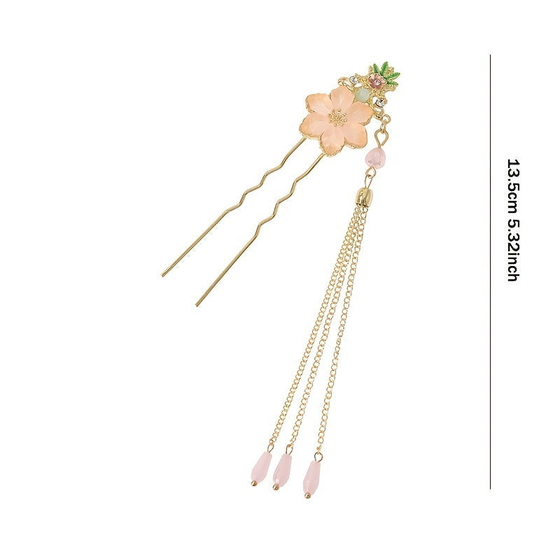 Hanfu Chinese Style Tassel Flower Hair Clip Vintage Barrette Hair Accessories