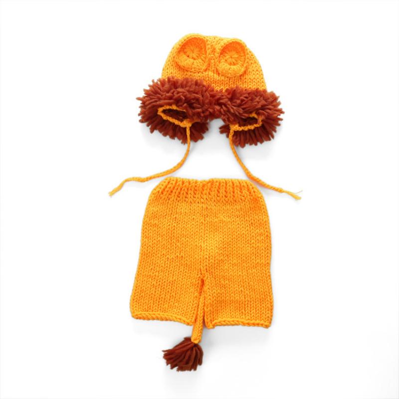 3M Lion Handknitted Baby Photography Props Hat Shorts Suit