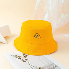 Banana Printed Bucket Hat Solid Cotton Basin Hat Unisex