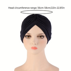 Pleated Turban Hat Ruffle Silk Flower Beanie Cap Head Wrap Bonnet Chemo Hats