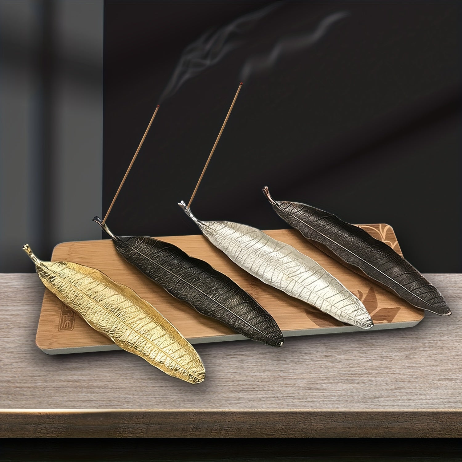 Vintage Golden Leaf Incense Stick Holder Burner