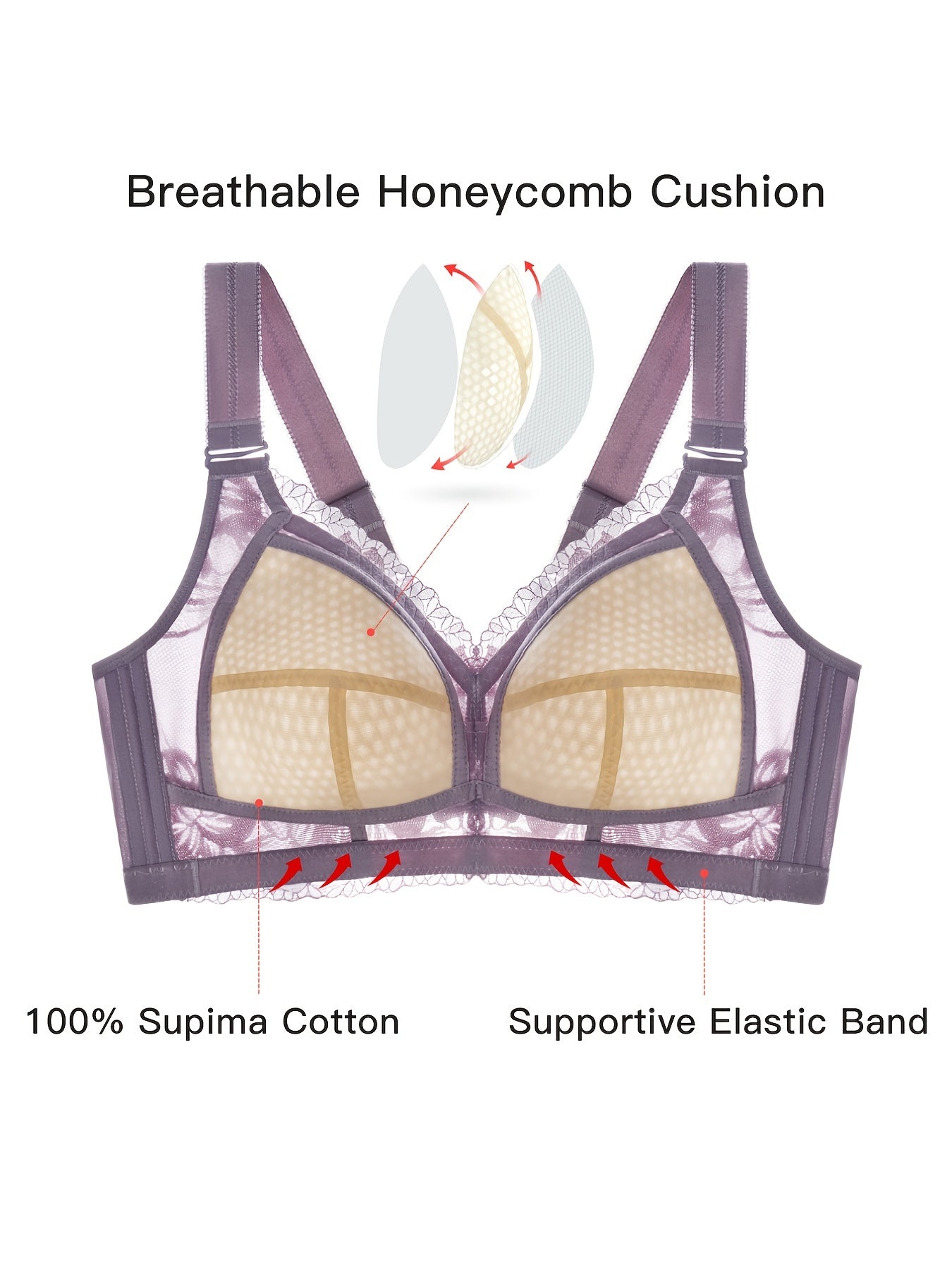 Lace Wireless Bra: Comfy Full Coverage Wide Straps