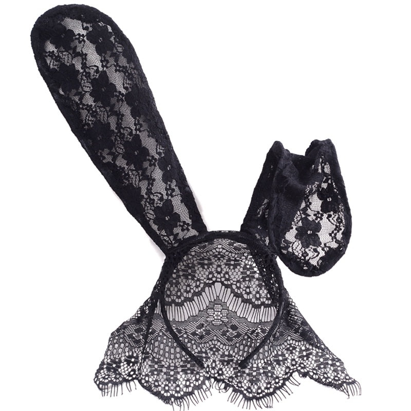 Halloween Lace Bunny Rabbit Ears Veil Mask Costume Party Roleplay