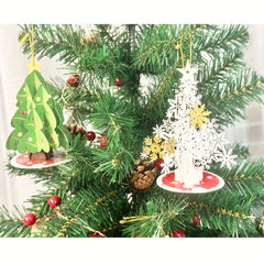 3D Pop Up Christmas Tree Greeting Card Paper Carved Cartoon Party Favor