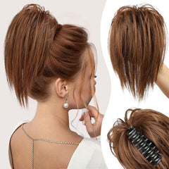 Y2K Messy Bun Hair Piece Claw Clip Synthetic Curly Chignon Hair Bun