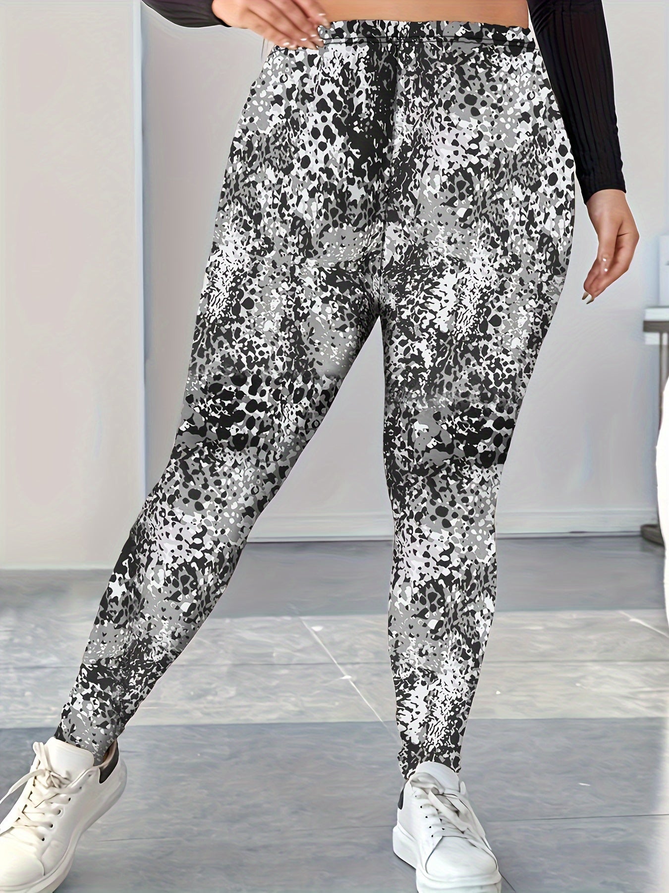  Splash Painting Print High Rise Skinny Trousers