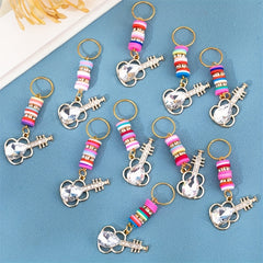 10pcs Crystal Guitar Shape Braid Hair Beads Dreadlock Hair Ring