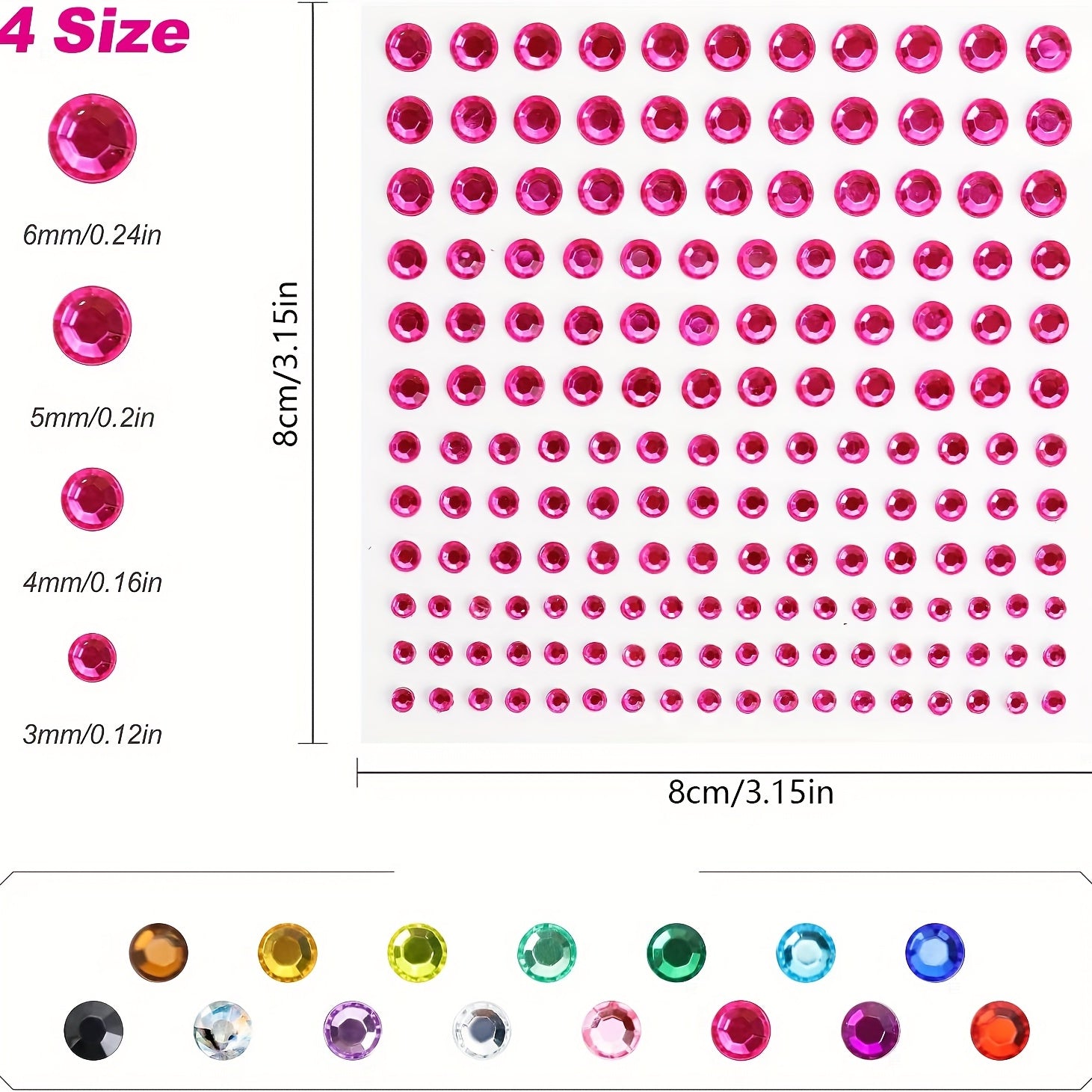 165pcs Adhesive Rhinestones for Crafts Makeup Decor