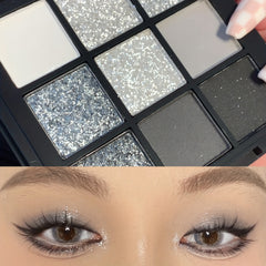 9-Color Smokey Eyeshadow Palette Matte Glitter Sequin Finish Makeup
