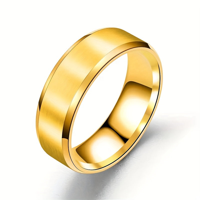 Stainless Steel Ring Matte Finish Beveled Polished Edge Comfort Fit