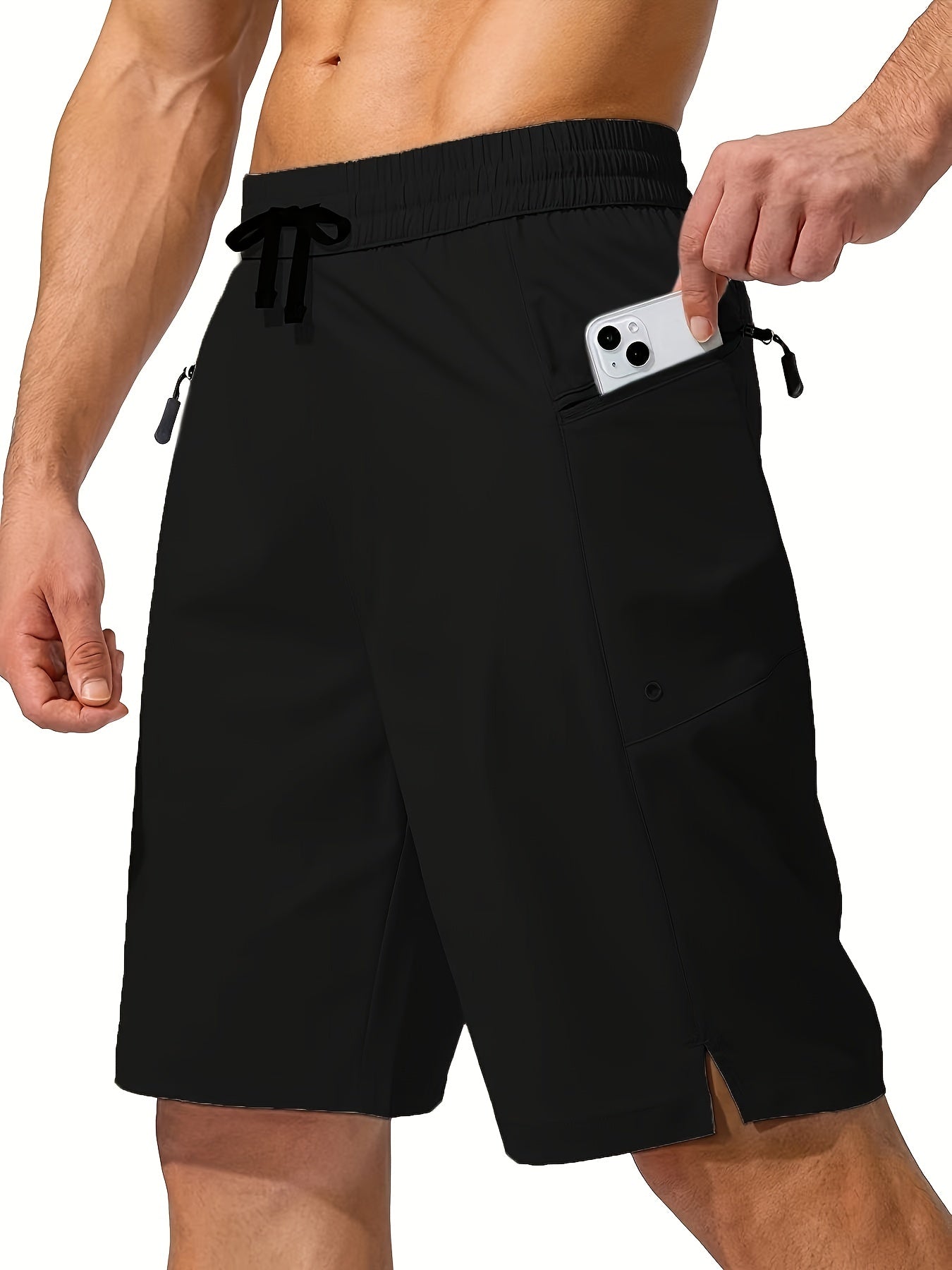 Men's Zip Pocket Swim Trunks Quick Dry UV Protection Beach Shorts