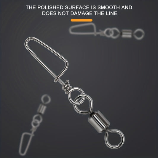 50pcs Fishing Rolling Barrel Swivels With 8 Shape Connectors