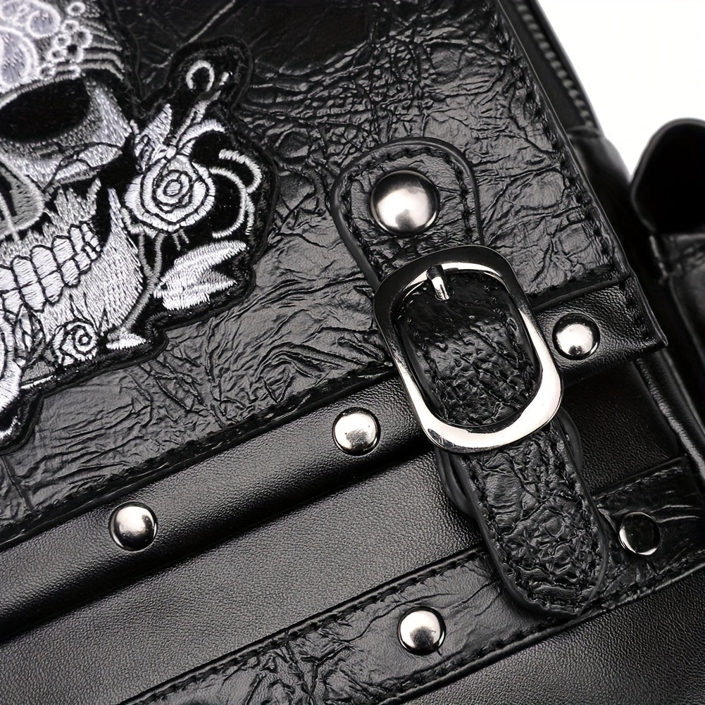 Gothic Punk Style Ghost Skull Embroidery Backpack