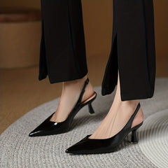 Women's Comfortable Solid Heels Slip On Shoes