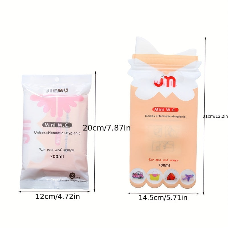 3pcs 700ML Disposable Emergency Urine Bag for Camping
