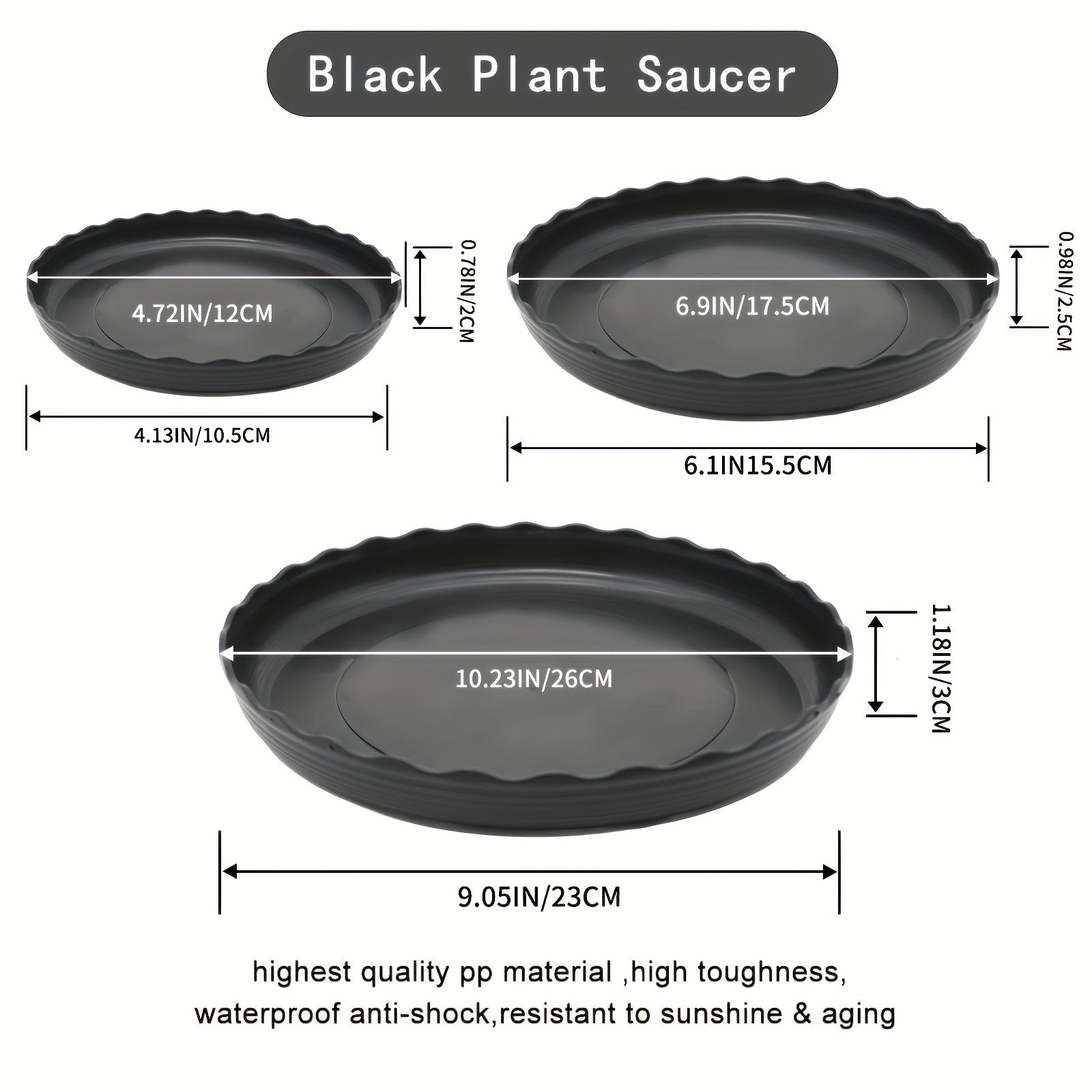 3pcs Plastic Flower Pot Tray Thickened Chassis Pad With Water Tray
