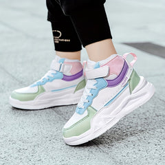 Girls High Top Sneakers Hook Loop Fastener Anti Slip Skateboard Shoes
