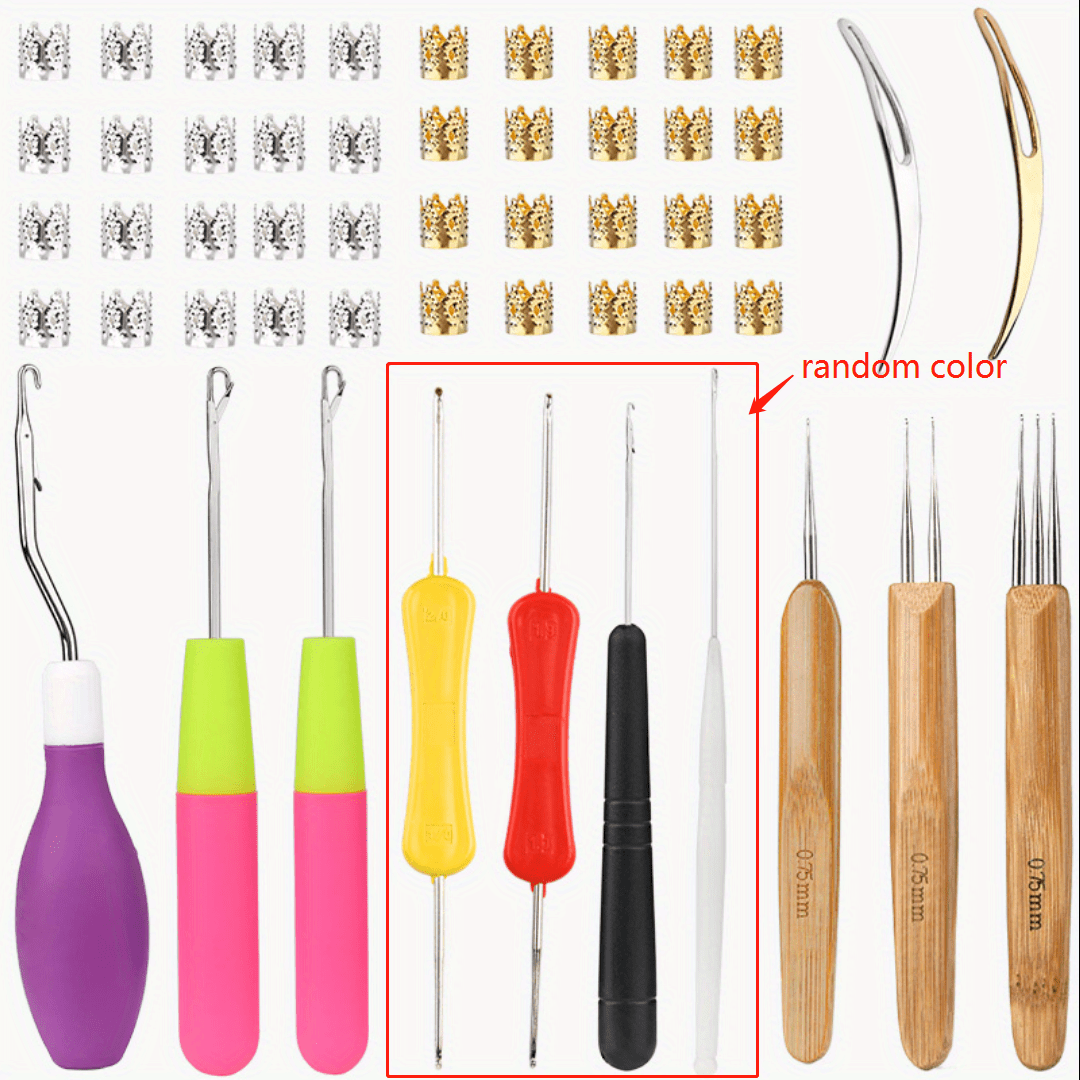 Dreadlocks Tool Set 12pcs Crochet Hooks 40pcs Hair Rings
