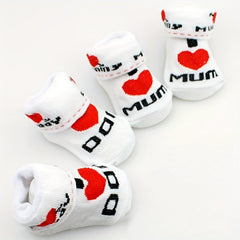 Newborn Knit Socks I LOVE MUM I LOVE DAD Cotton Socks