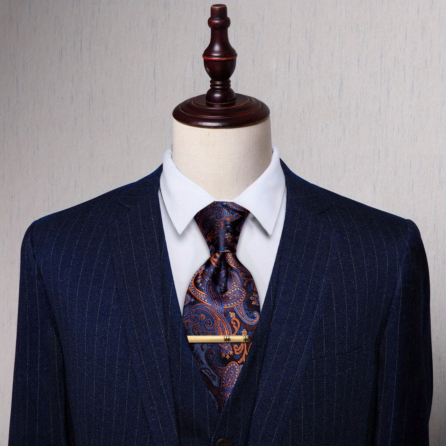 Paisley Silk Tie Set For Men Wedding Neck Tie Clips Men's Gift