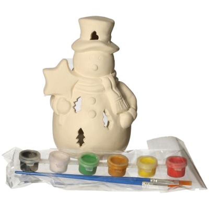 DIY Ceramic Snowman Candle Holder Craft Kit for Kids 8+