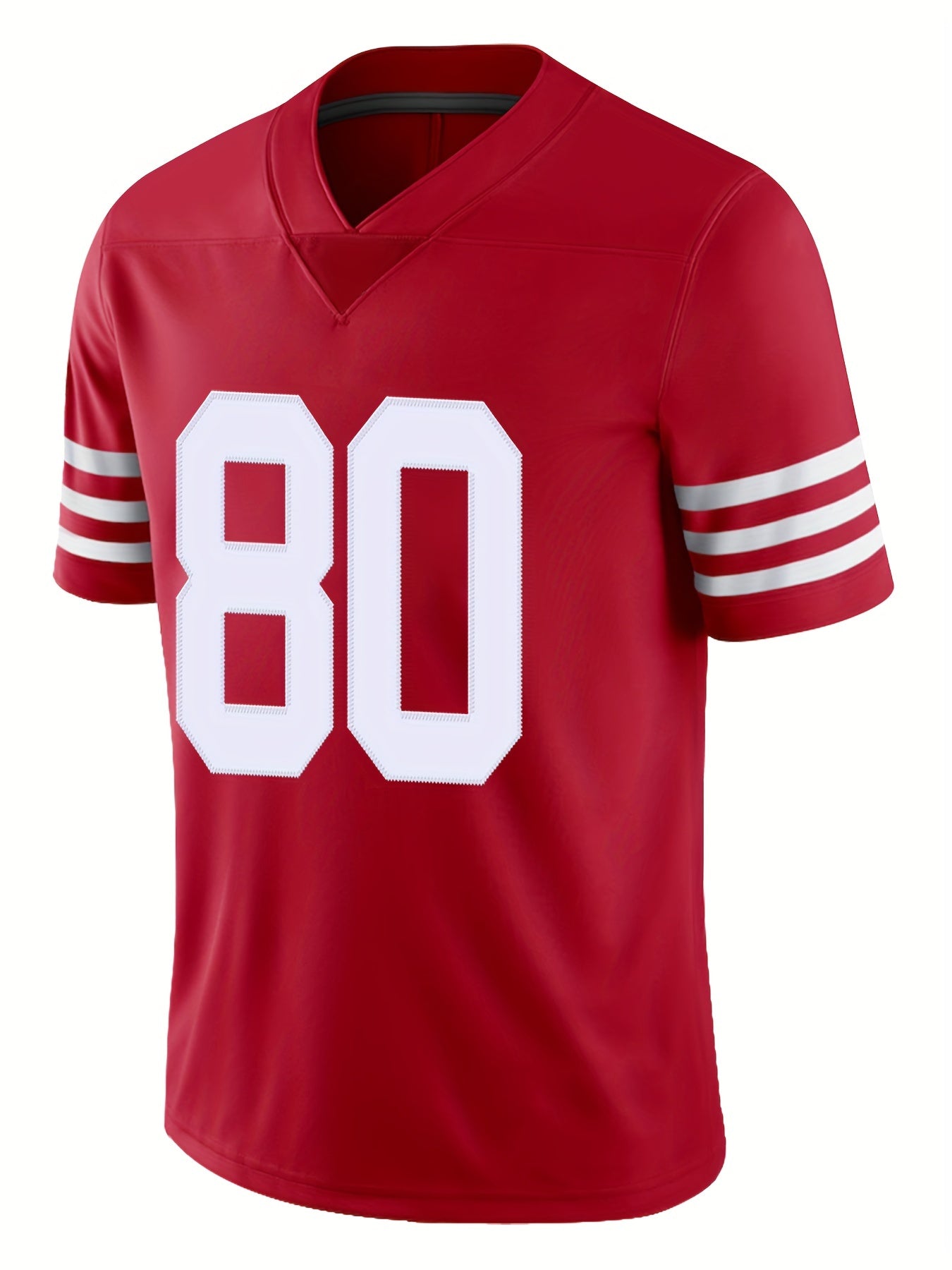 Men's #13 Red Rugby Jersey V Neck Shirt