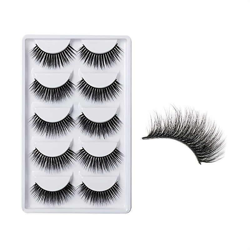 5 Pairs Long Crossed 3D Natural False Eyelashes