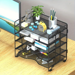 Mesh Desk Organizer Stackable Letter Trays Carbon Steel Foldable Rust Resistant