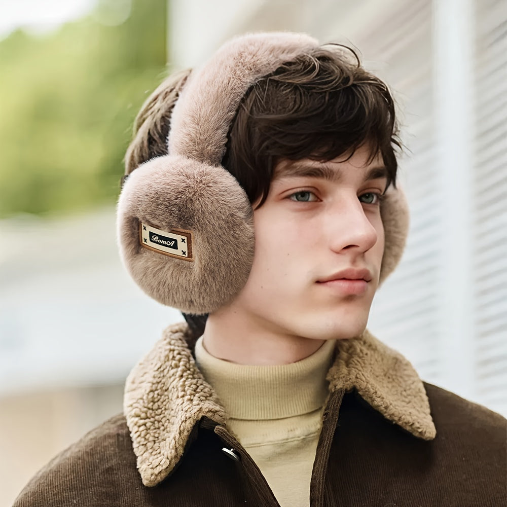 Polyester Earmuffs for Men Warm Plush Lined Ear Warmers