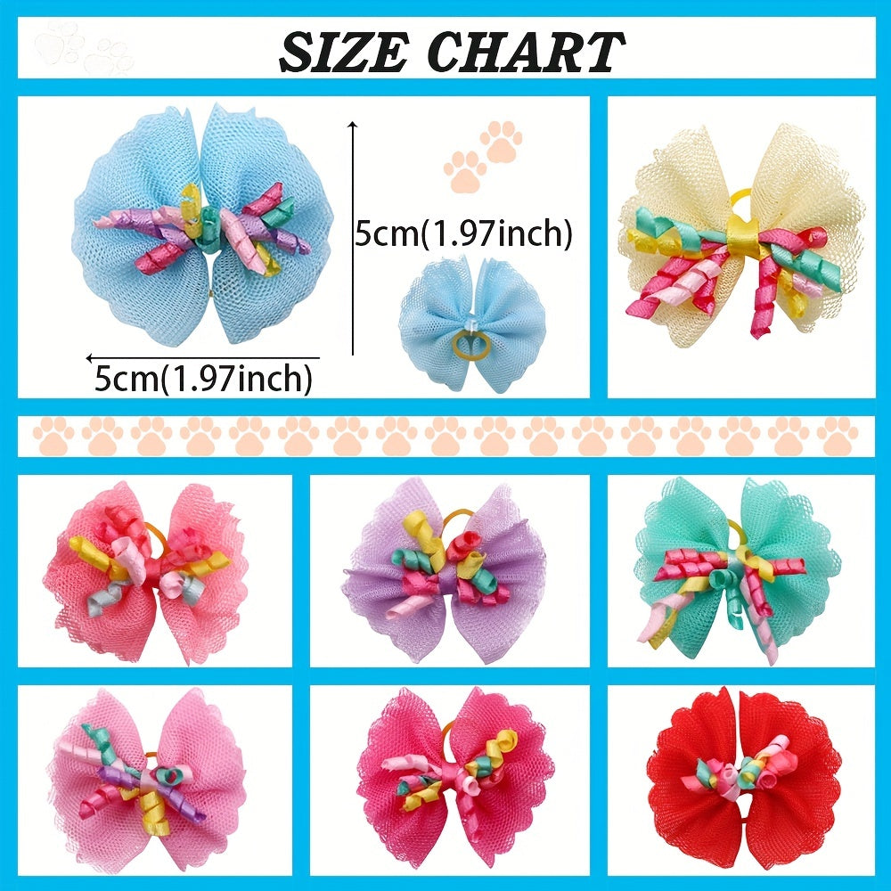 5pcs Lace Pet Bow for Dogs Stylish Pet Headwear