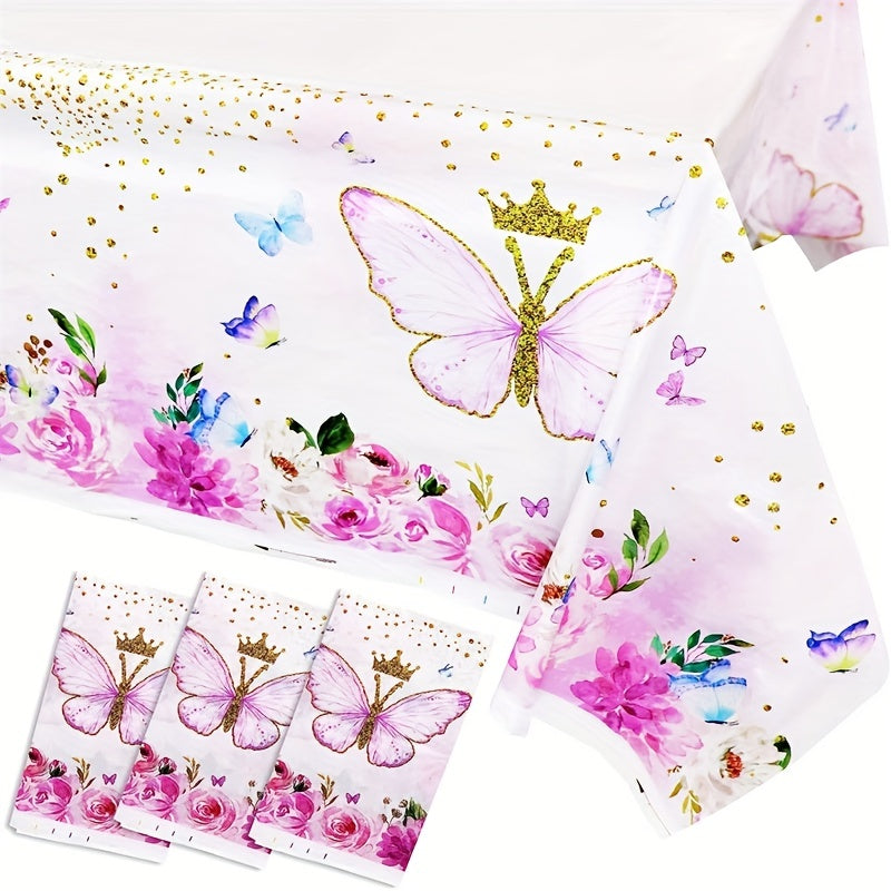 Butterfly Theme Party Set: Plates, Napkins, Tablecloth, Forks & Decorations