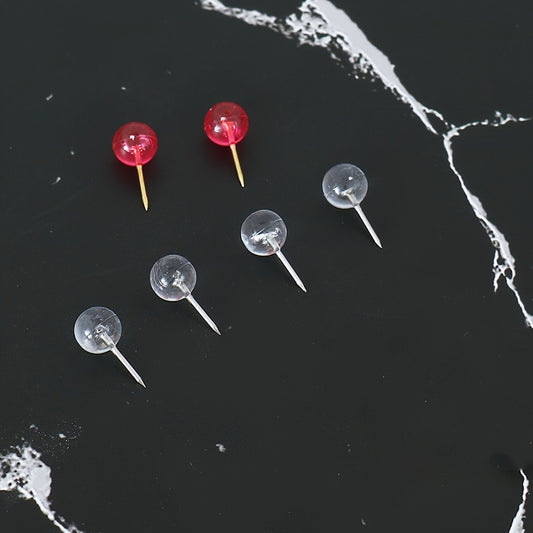 50pcs Round Push Pin Transparent Colorful for Cork Board Photo Wall
