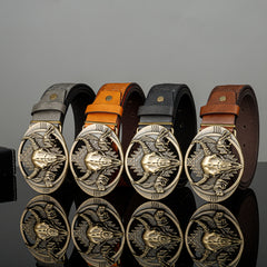 Men's Bull Head Pattern Buckle Belt Husband Boyfriends Birthday