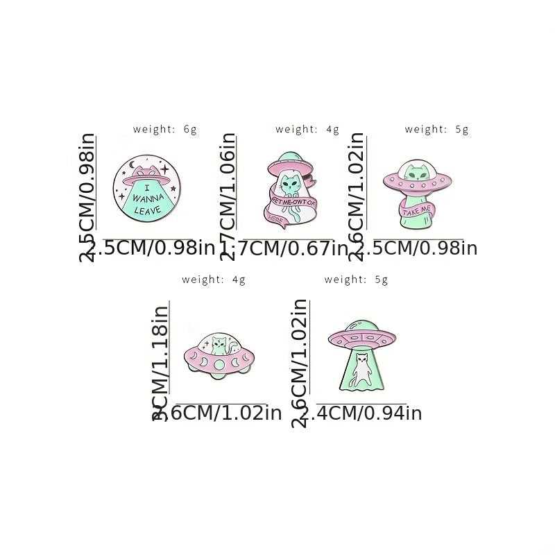 Escape Alien Cat Enamel Pins Funny Bag Brooch Lapel Badge Cartoon