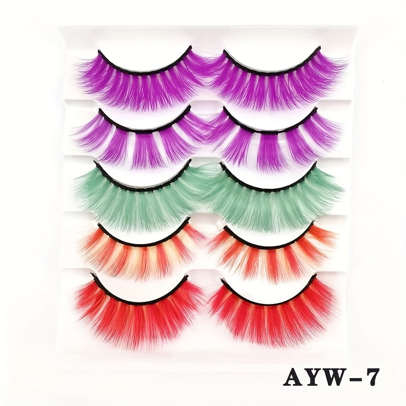 5 Pairs Fluffy Wispy Curly False Eyelashes for Festivals Stage Makeup