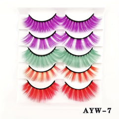 5 Pairs Fluffy Wispy Curly False Eyelashes for Festivals Stage Makeup