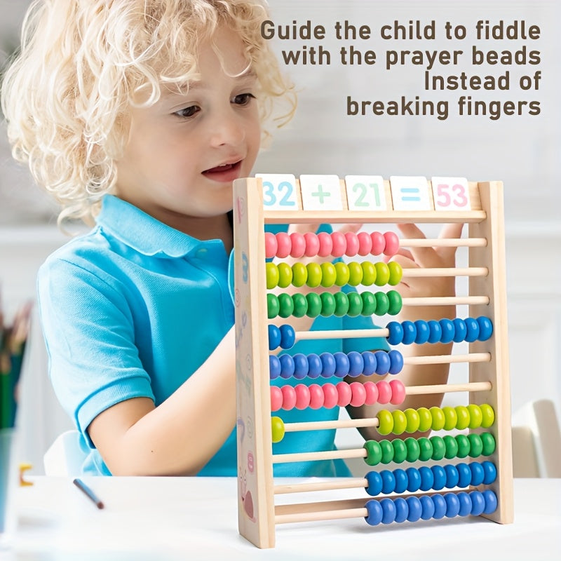 Solid Wood Abacus Frame with Colorful Beads Educational Toy