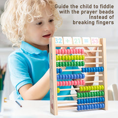 Solid Wood Abacus Frame with Colorful Beads Educational Toy