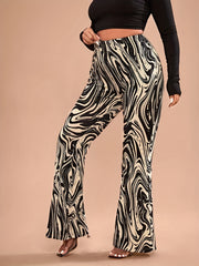 Allover Print Flare Leg Pants Y2K Pants For Spring & Summer