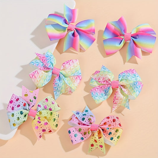 6pcs Gradient Bow Hair Clips for Girls
