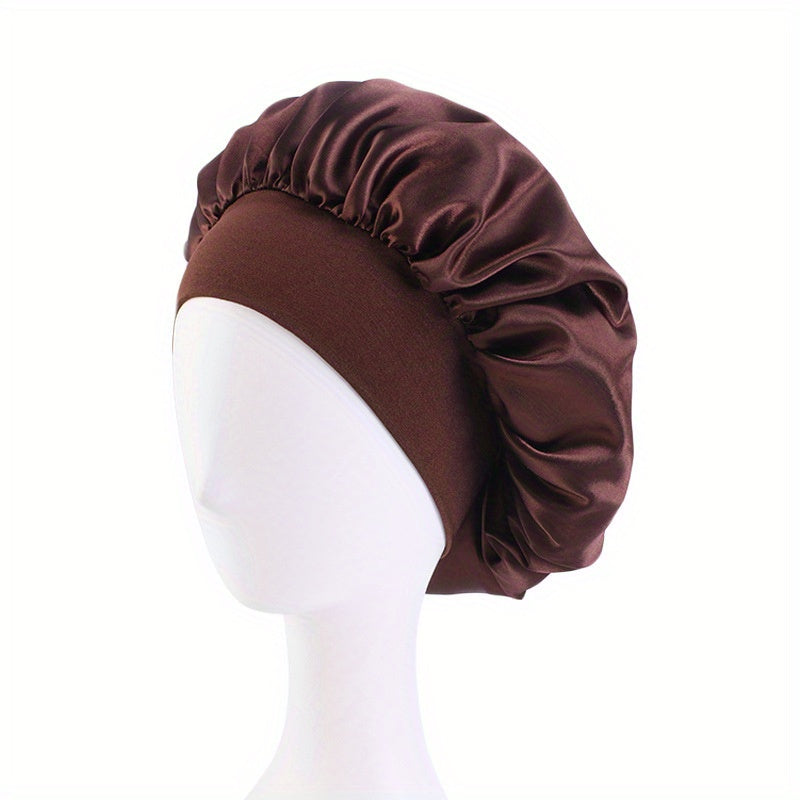 Wide Elastic Band Satin Sleep Bonnet Soft Night Sleeping Cap