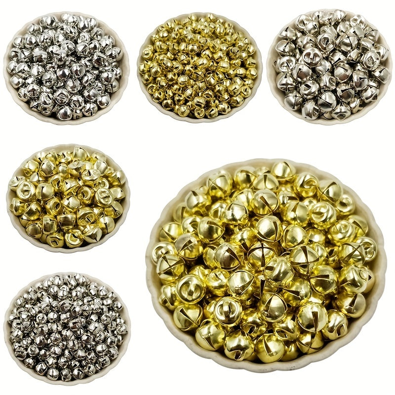 50-100PCS Christmas Jingle Bells Pendant Charms Silvery Golden Beads 6-10mm