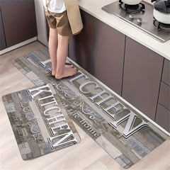 Vintage Kitchen Mat Wooden Striped Print Carpet Polyester Rug